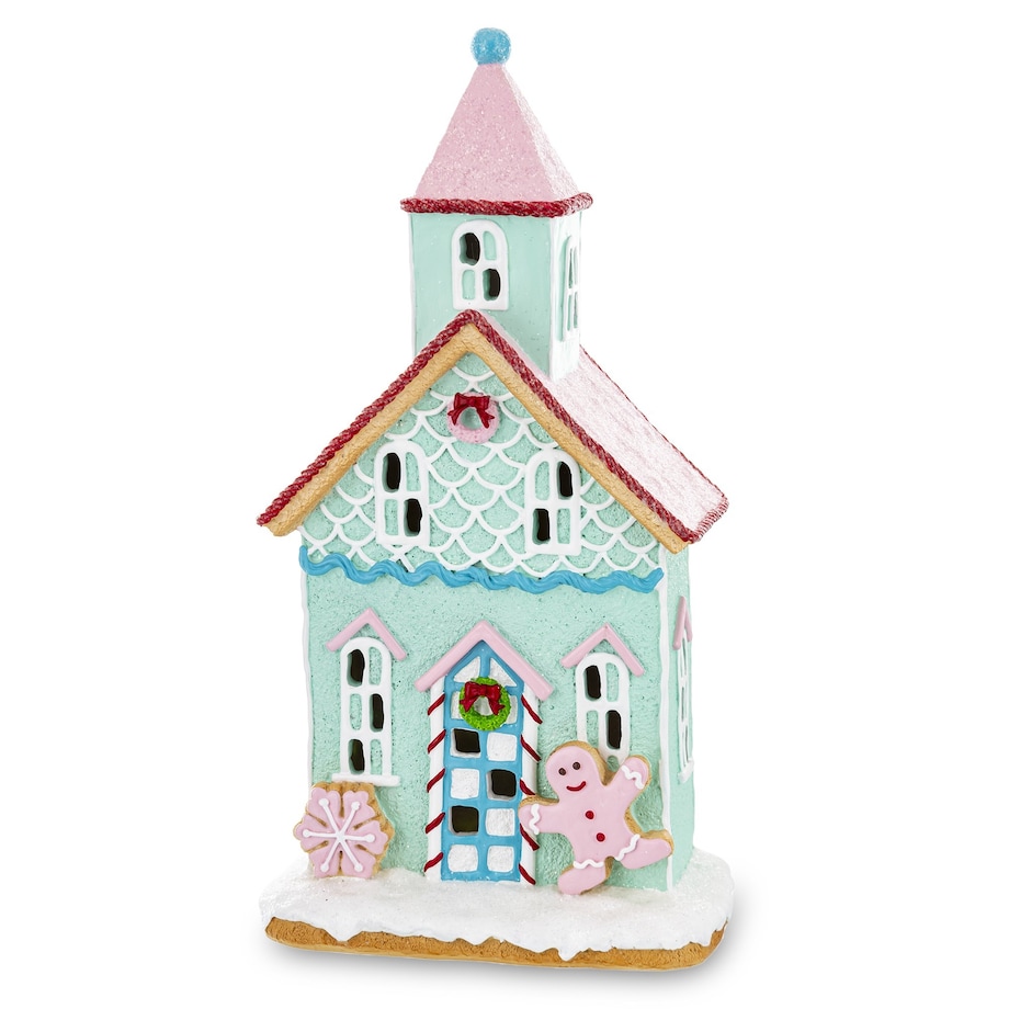 Dekoracja - domek LED z wieżyczką 32x17 cm