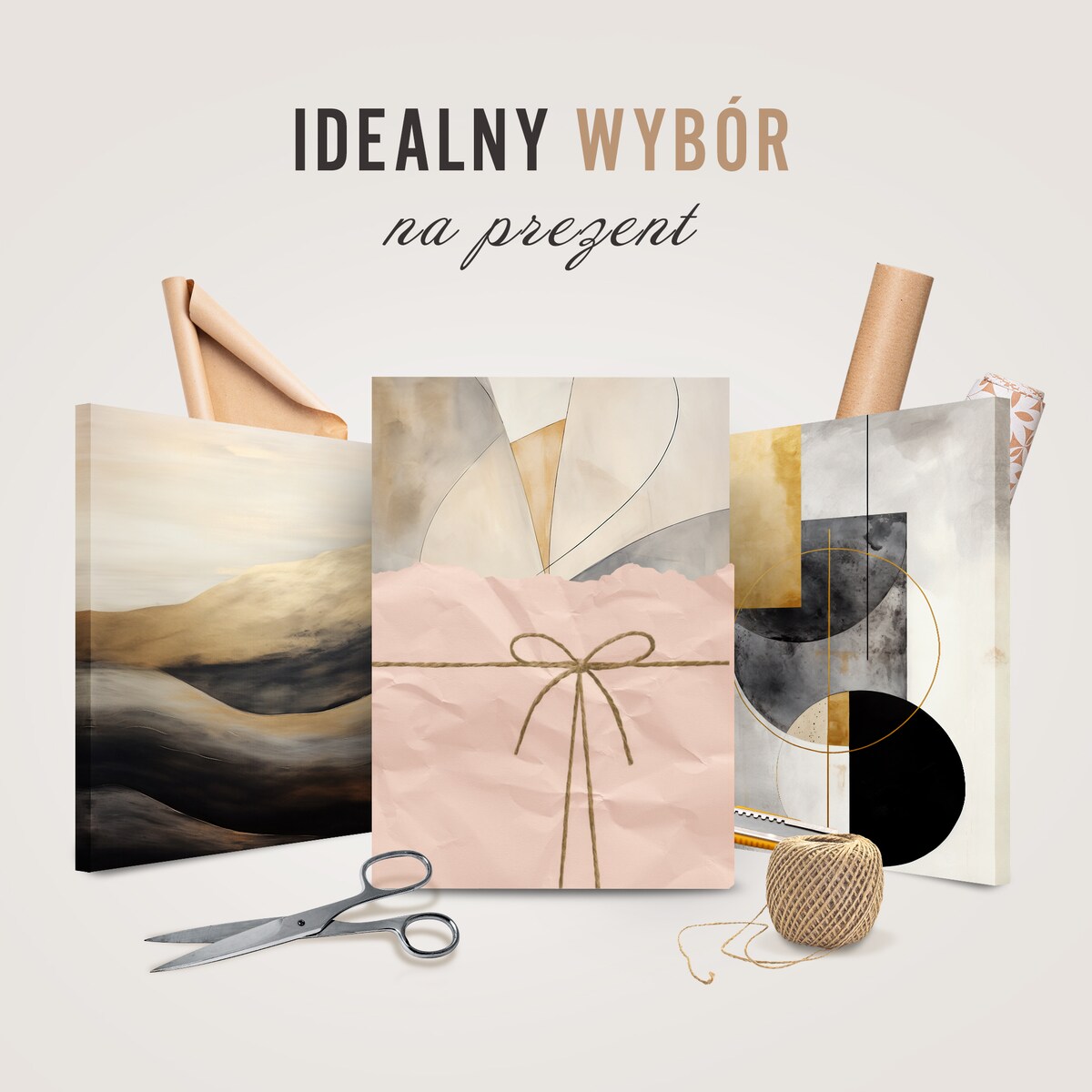 Stylowy obraz na ścianę Abstrakcja Lofty Beżowy 100x70