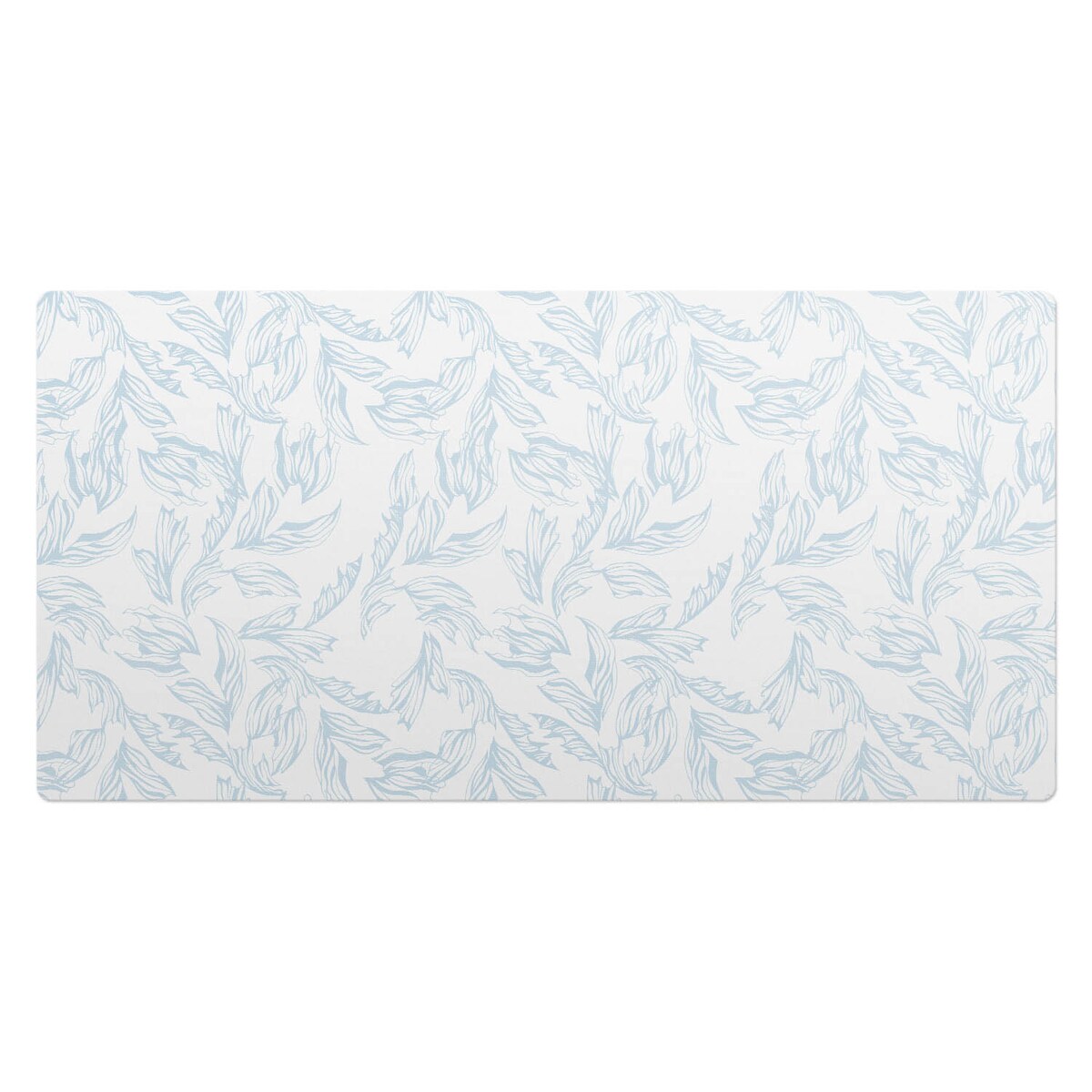 Biała mata na biurko Delikatne liście, 100x50 cm