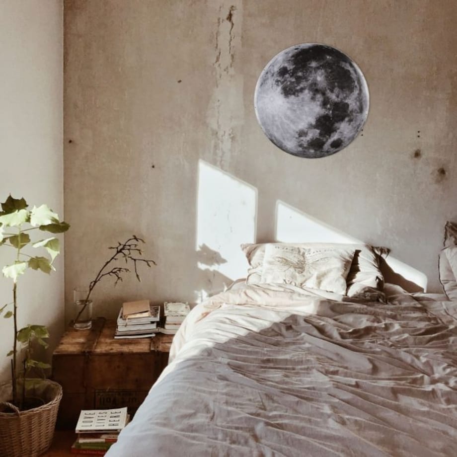 Okrągły kinkiet księżyc ABIGALI-MOON LED 24W z pilotem plafon szary