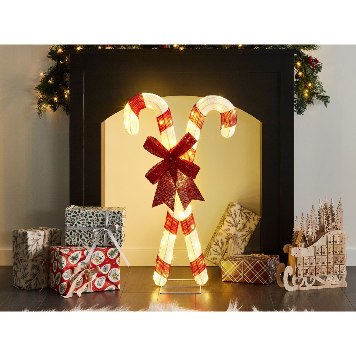 Dekoracja ogrodowa LED laski cukrowe 90 cm czerwony z białym OLASVIK