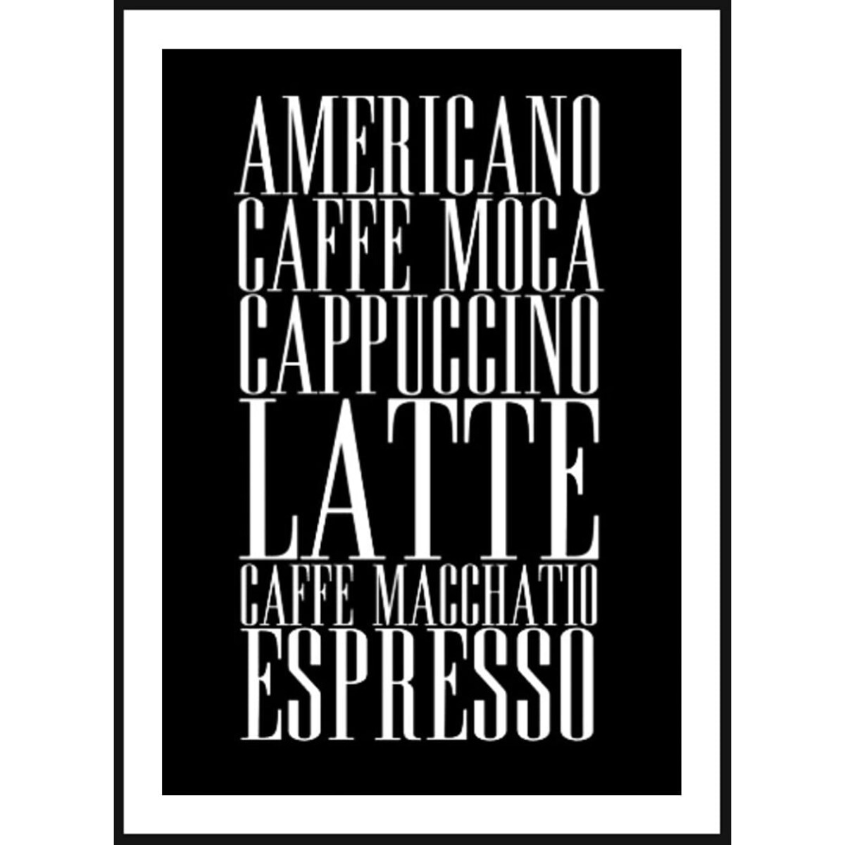 Poster Story, Plakat, Obraz - Popularne Kawy na Czarnym Tle, wymiary 70 x 100 cm