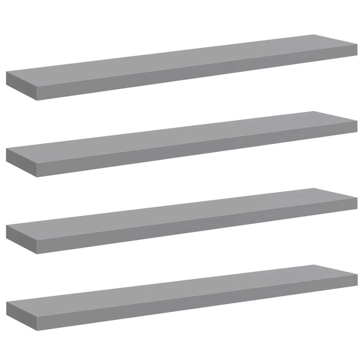 vidaXL Półki ścienne, 4 szt., szare, 120x23,5x3,8 cm, MDF