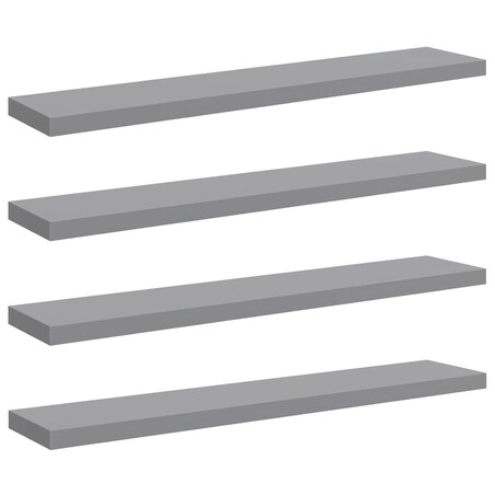 vidaXL Półki ścienne, 4 szt., szare, 120x23,5x3,8 cm, MDF