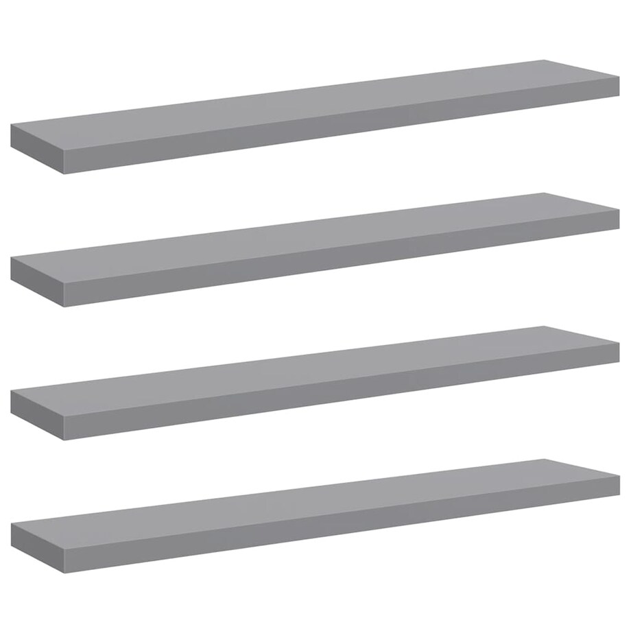 vidaXL Półki ścienne, 4 szt., szare, 120x23,5x3,8 cm, MDF