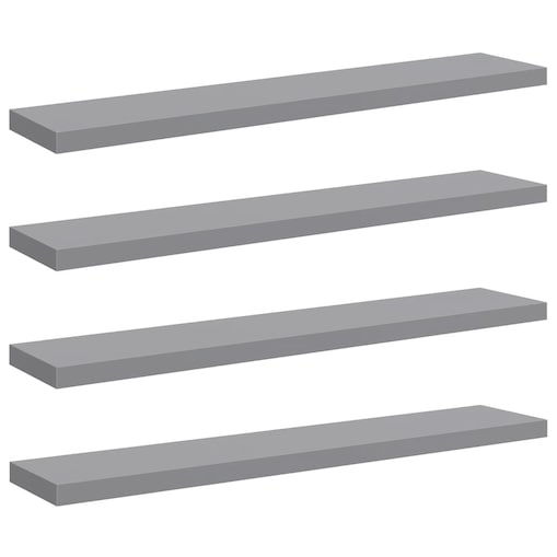 vidaXL Półki ścienne, 4 szt., szare, 120x23,5x3,8 cm, MDF