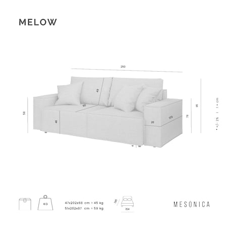 Melow 3-osobowa rozkładana sofa - pomarańczowa