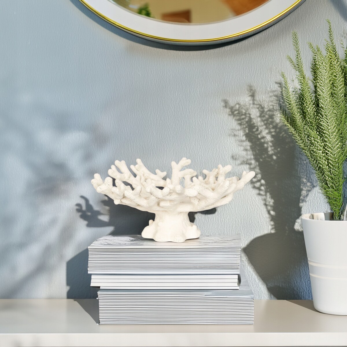 PATERA NA NÓŻCE OWOCE BIAŁA RAFA KORALOWA marynistyka do salonu domu duża