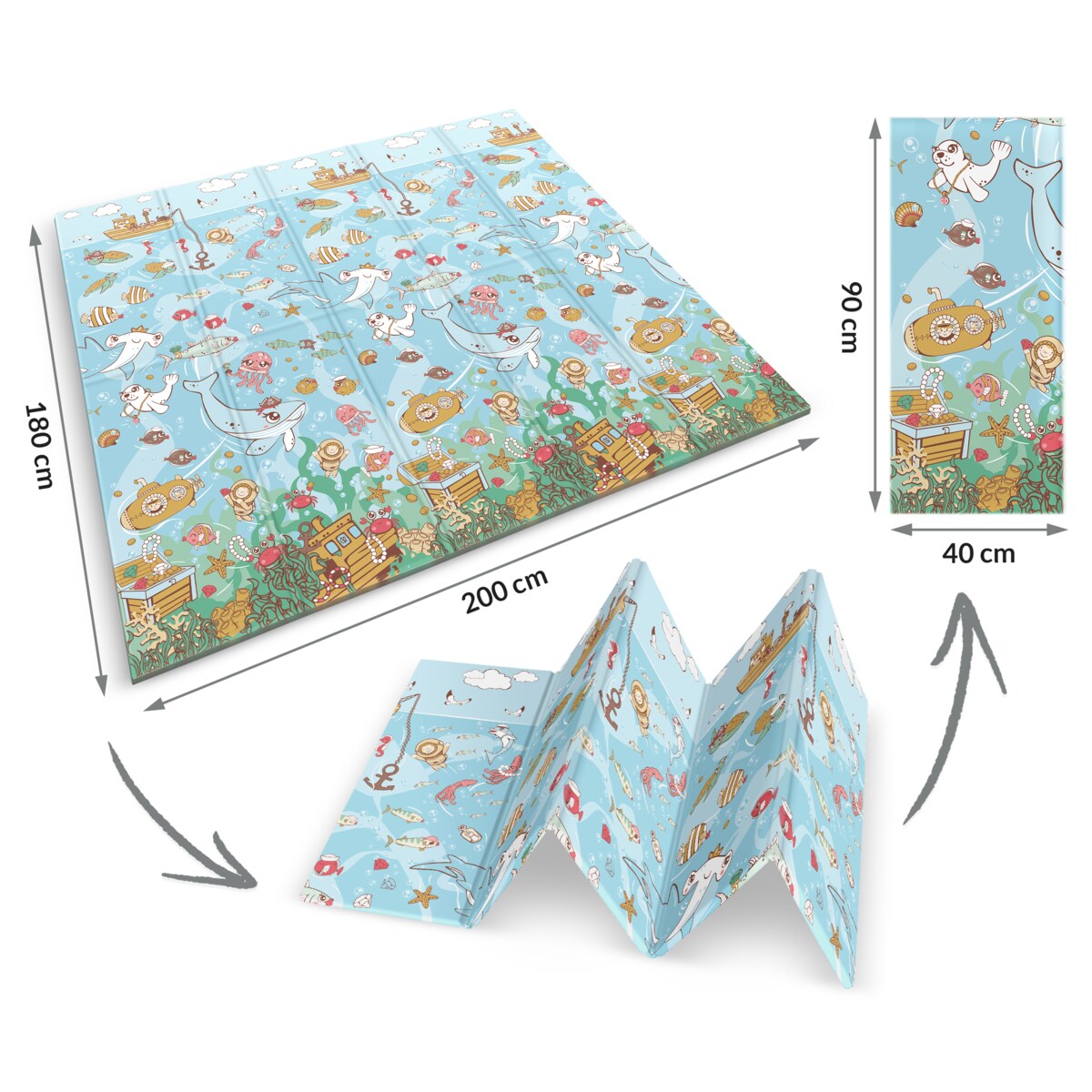 Mata piankowa edukacyjna składana dla dzieci duża 180x200 pianka xpe Nukido