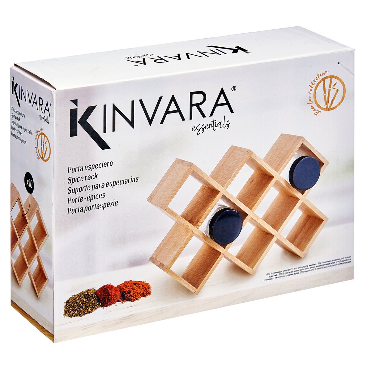 Stojak na przyprawy BAMBOO na 10 słoiczków, 7,5 x 24,5 x 17 cm