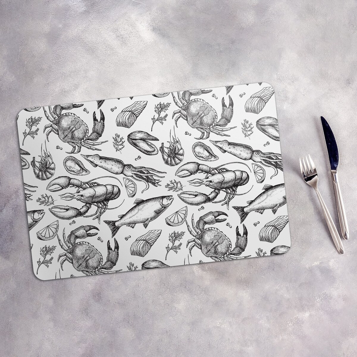 Komplet mat pod talerz Owoce morza, 6 szt. 45x30cm