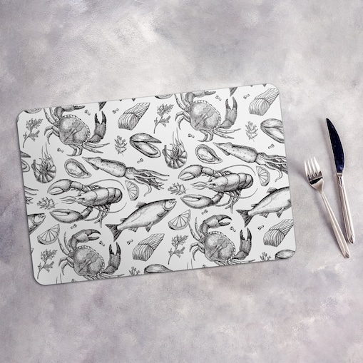Komplet mat pod talerz Owoce morza, 6 szt. 45x30cm