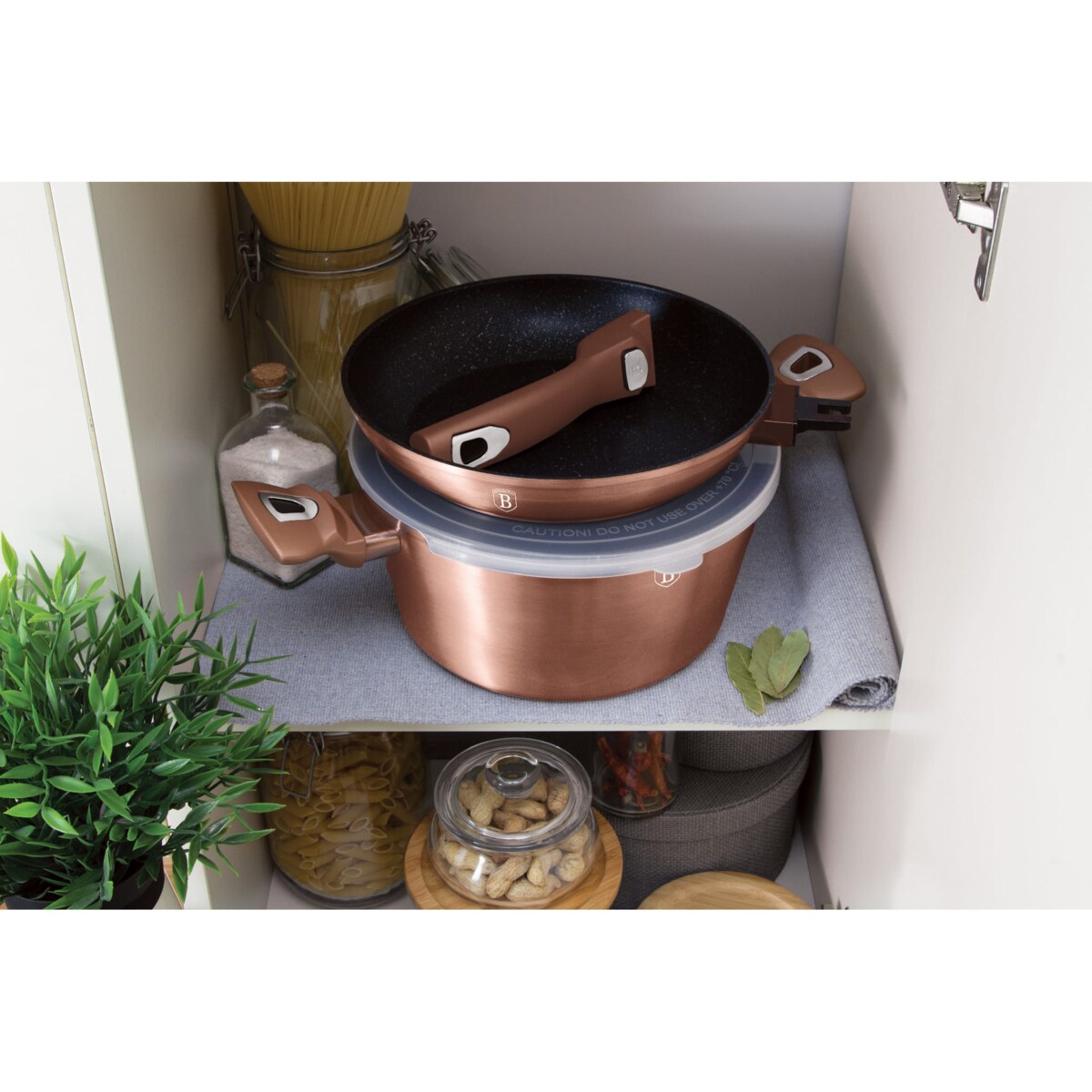 Zestaw 13 elementów garnki, patelnie, akcesoria kuchenne Rose Gold Berlinger Haus BH-7058