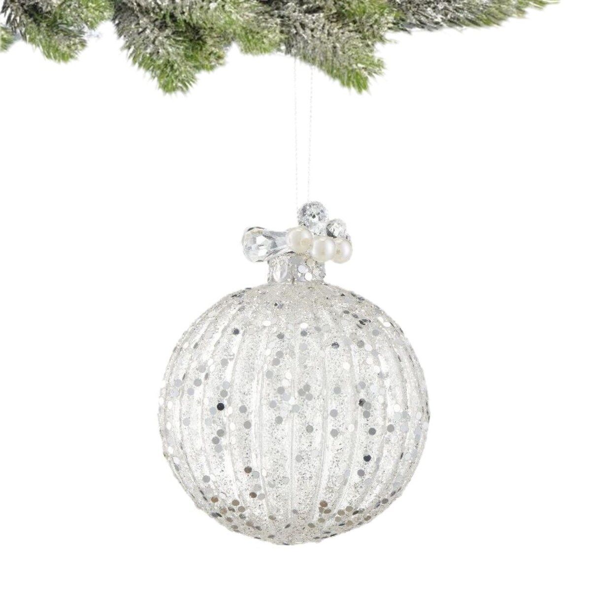 VILLA ITALIA Bombka srebrna z koralikami 8 cm