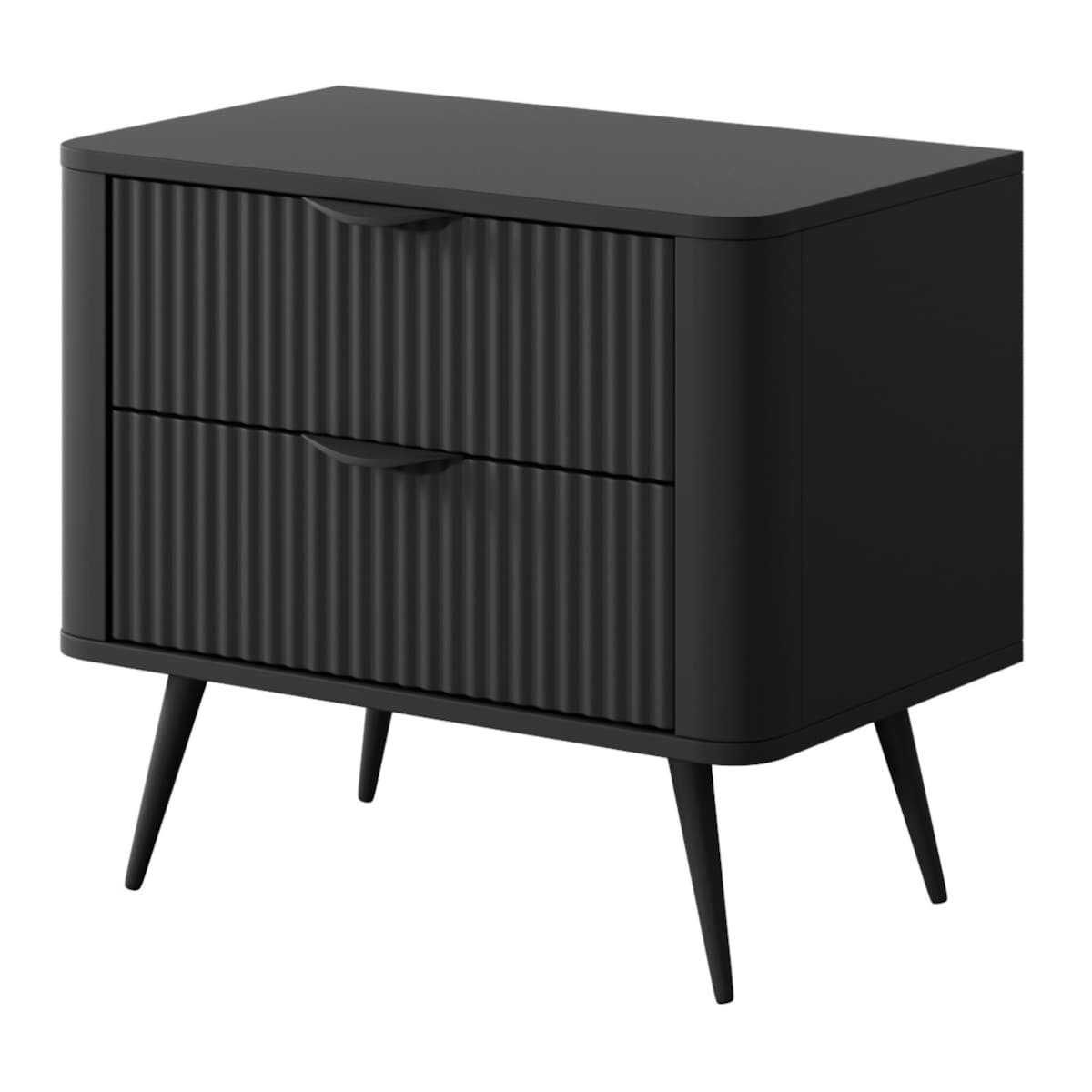 Stolik nocny ryflowany LENA w kolorze czarnym