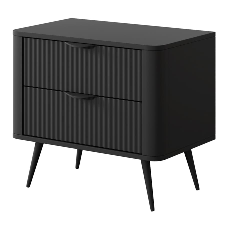 Stolik nocny ryflowany LENA w kolorze czarnym