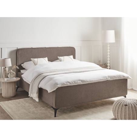 Łóżko boucle 160 x 200 cm brązowe VALOGNES