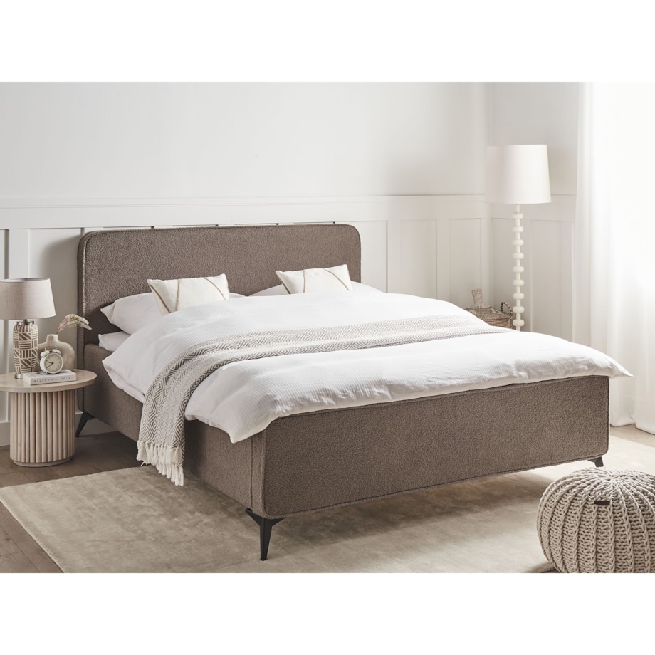 Łóżko boucle 160 x 200 cm brązowe VALOGNES