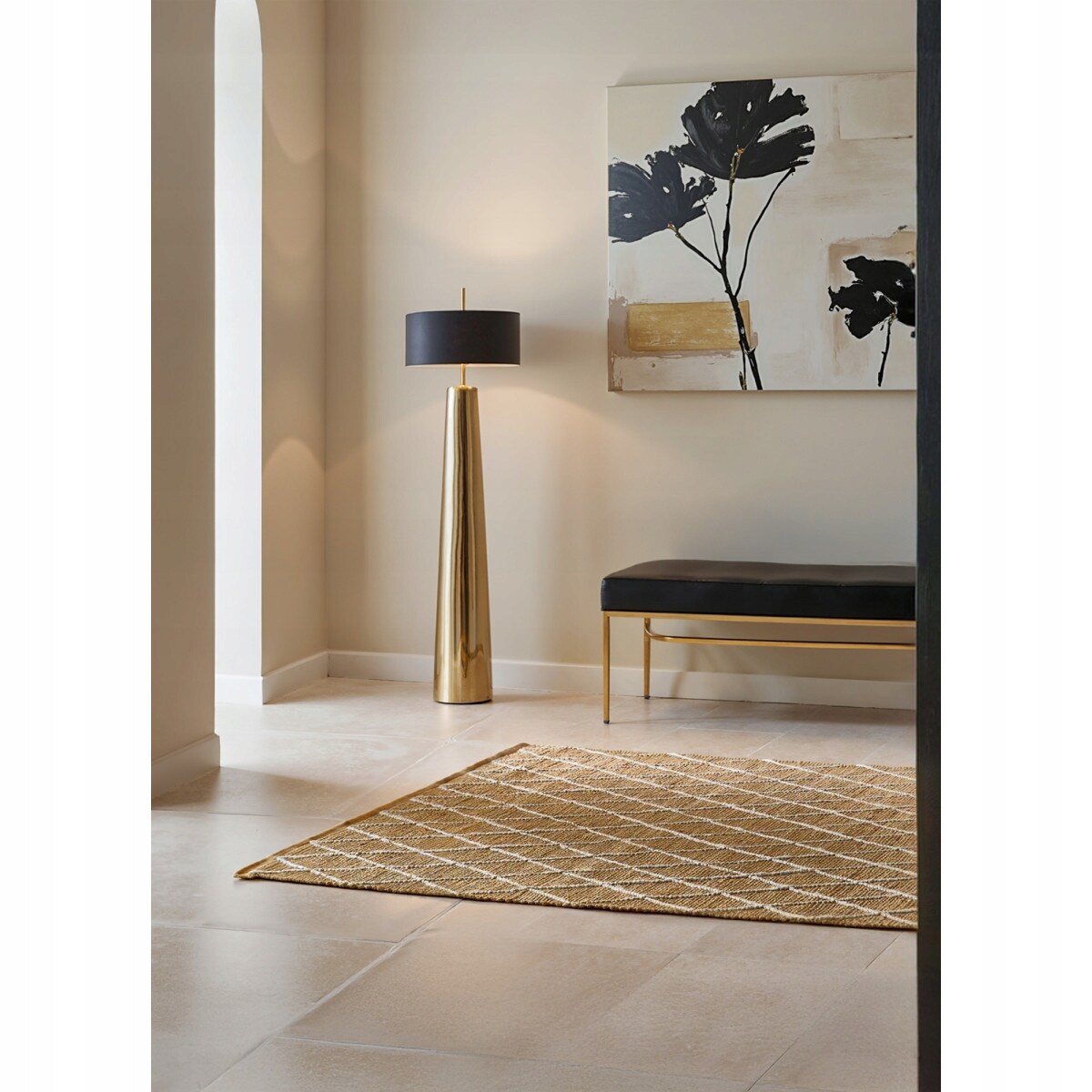 Dywan jutowy boho do salonu 80x150cm, naturalny beżowy dywan z juty