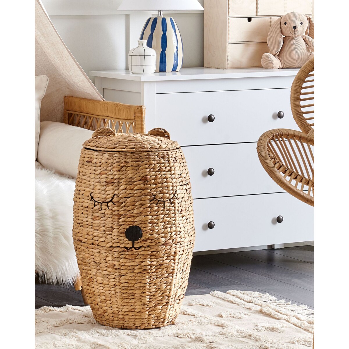 Kosz pleciony miś z hiacyntu wodnego naturalny SAMBUR