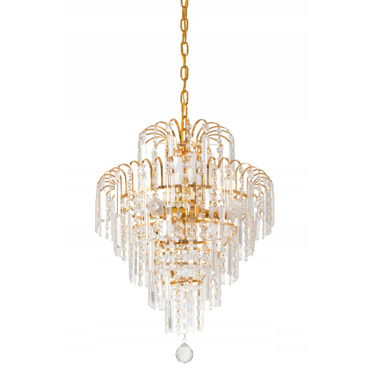 Lampa Wisząca Glamour Kryształowa Gold Złota E14