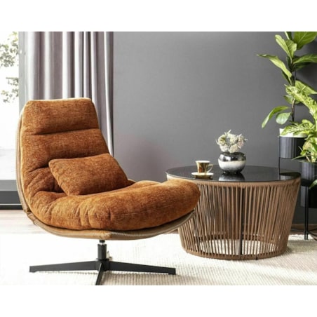 Fotel do salonu FELICIA RAVEN cynamonowy obrotowy