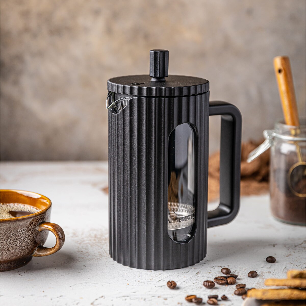 Zaparzacz do herbaty kawy szklany French Press 600 ml czarny KLAUSBERG