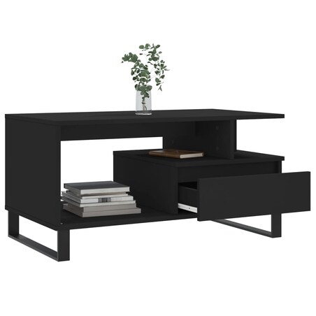 vidaXL Stolik kawowy, czarny 90x49x45 cm, materiał drewnopochodny