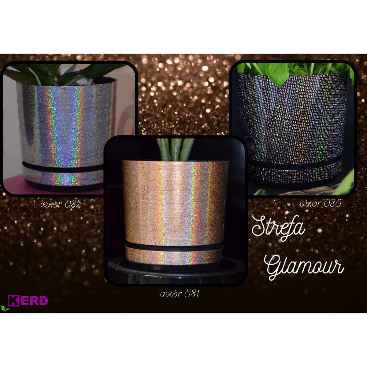 18 cm wzór DIAMENTOWA niezwykły tęczowy efekt holograficzne drobinki mieniąca brokatowa czarna połysk glamour