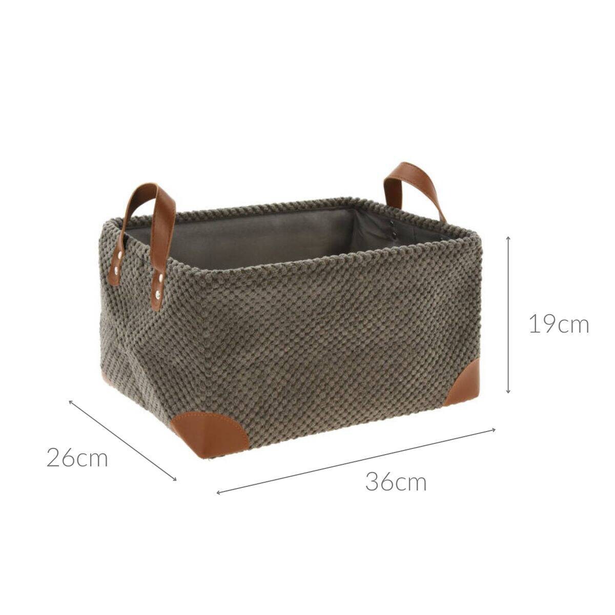 Koszyk do przechowywania, sztruks z uchwytami, 36 x 26 x 19 cm
