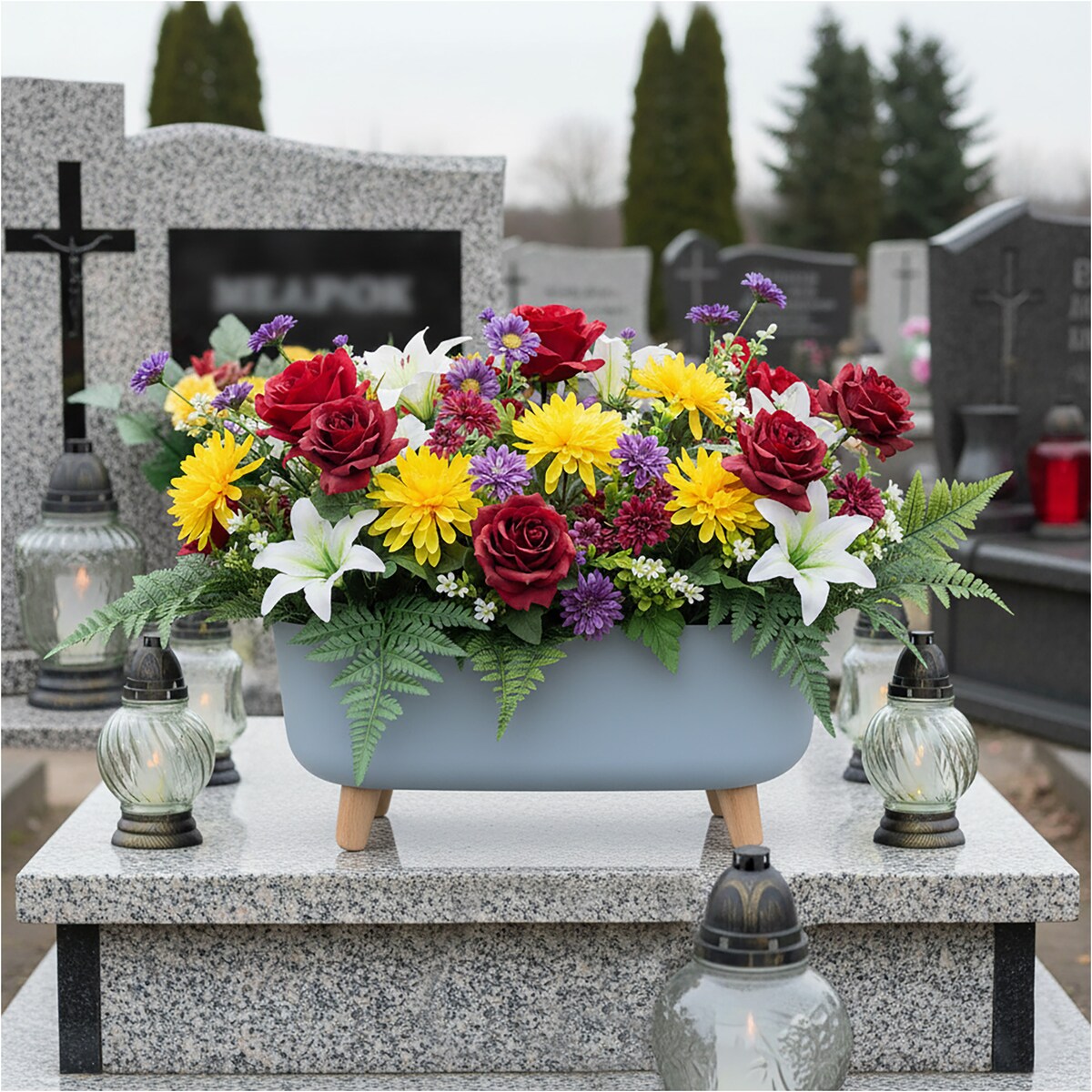 Donica Na Cmentarz Skrzynka Korytko Doniczka Na Wszystkich Świętych Gracia Case 39 Cm Szara