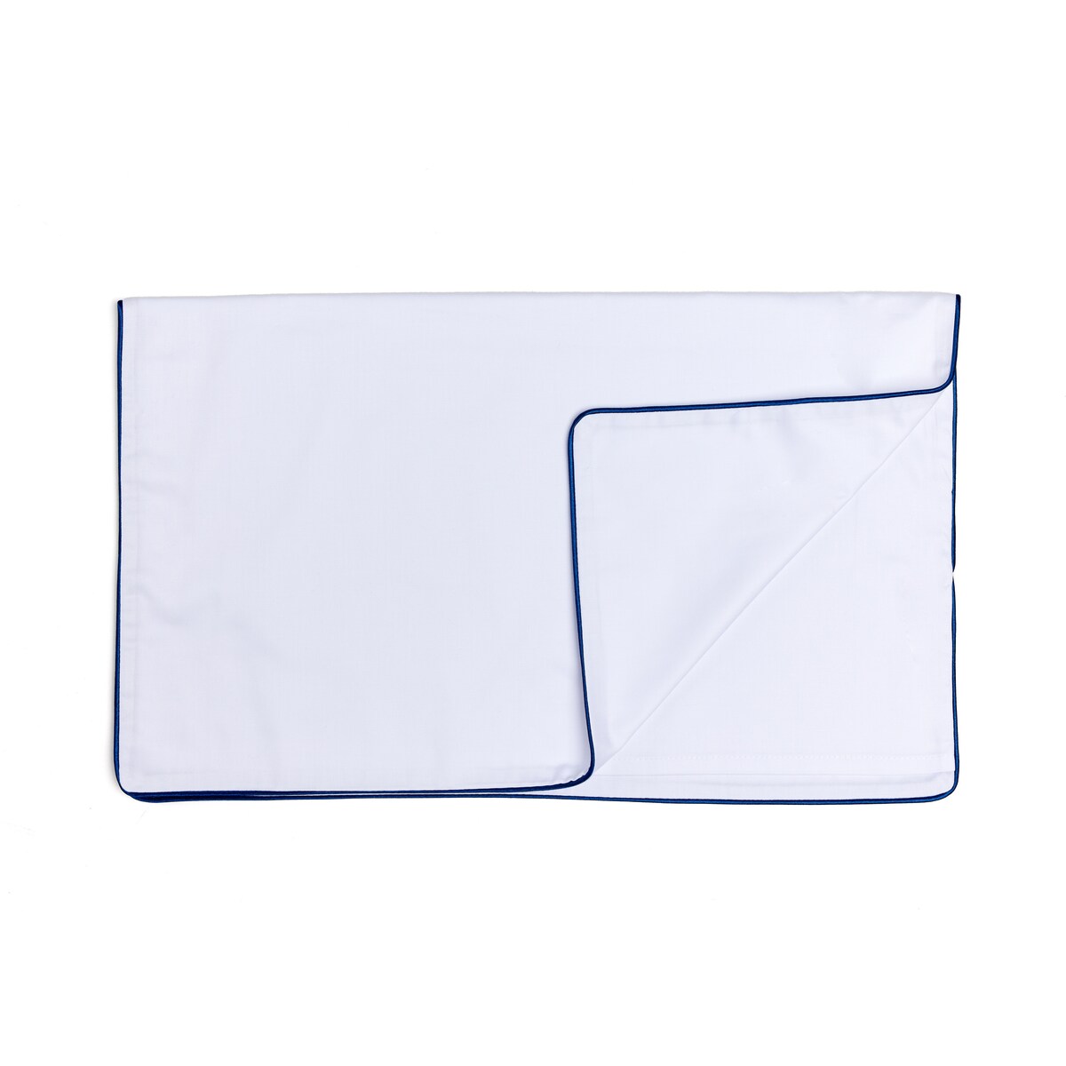 Pościel biała lamówka granatowa, 160 x 200 cm, La Manta