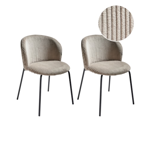 Zestaw 2 krzeseł do jadalni MILES Sztruks Beżowy