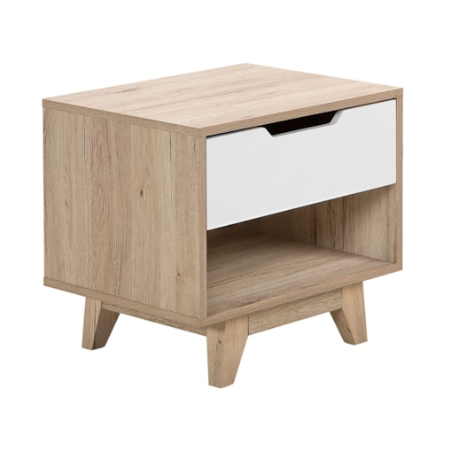 Szafka nocna jasne drewno z białym SPENCER