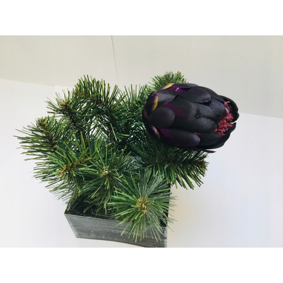 SZTUCZNY KWIAT PROTEA karczoch DUŻY FIOLET stroik dodatek wiązanka bukiet