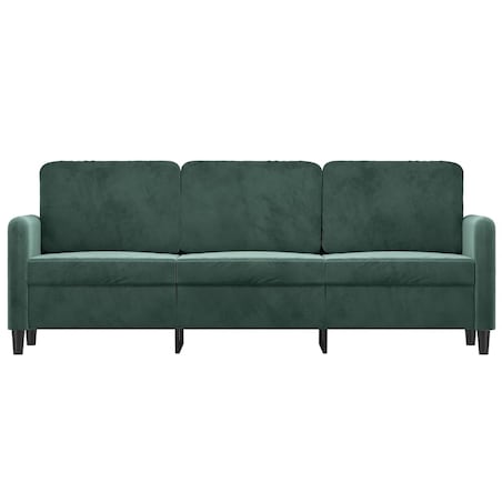 vidaXL Sofa 3-osobowa, ciemnozielony, 180 cm, obita aksamitem