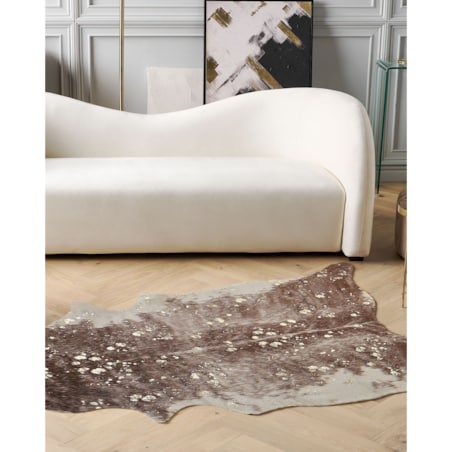 Dywan ekoskóra w łaty 130 x 170 cm brązowy ze złotym BOGONG