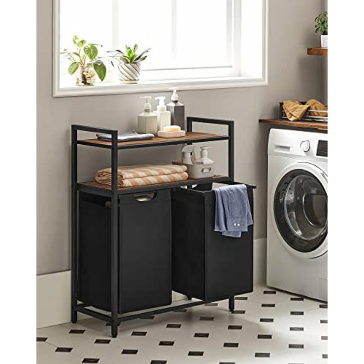 Szafka Łazienkowa Kosz Na PRanie Bielizne Ręczniki Czarny