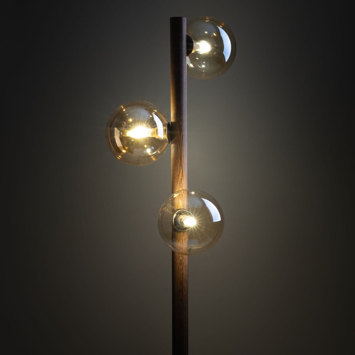 Lampa podłogowa TK Lighting ESTERA WOOD 16151, 3xG9, drewno, bursztynowe szkło, 150 cm