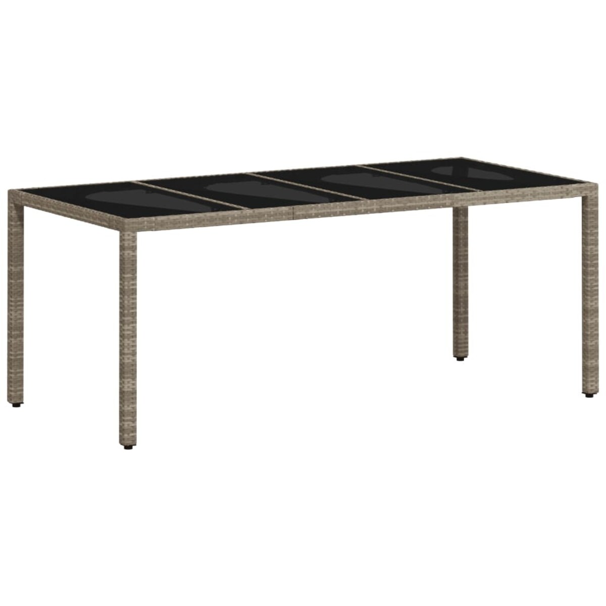 vidaXL Stół ogrodowy ze szklanym blatem, szary 190x90x75 cm, rattan PE