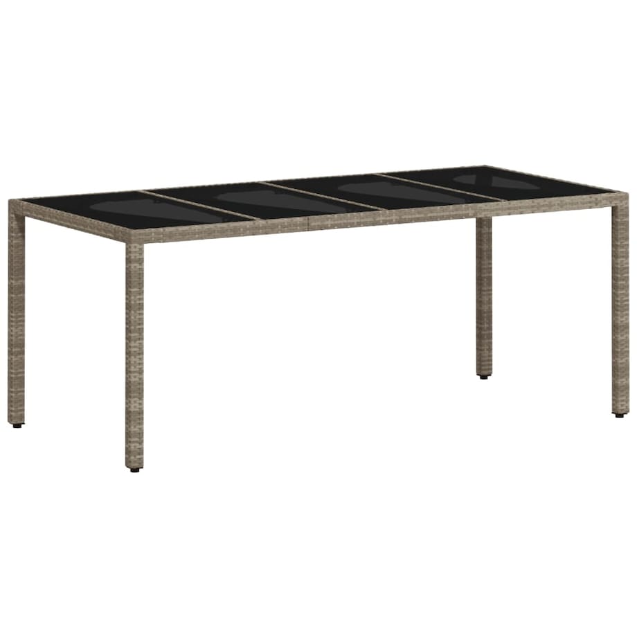 vidaXL Stół ogrodowy ze szklanym blatem, szary 190x90x75 cm, rattan PE