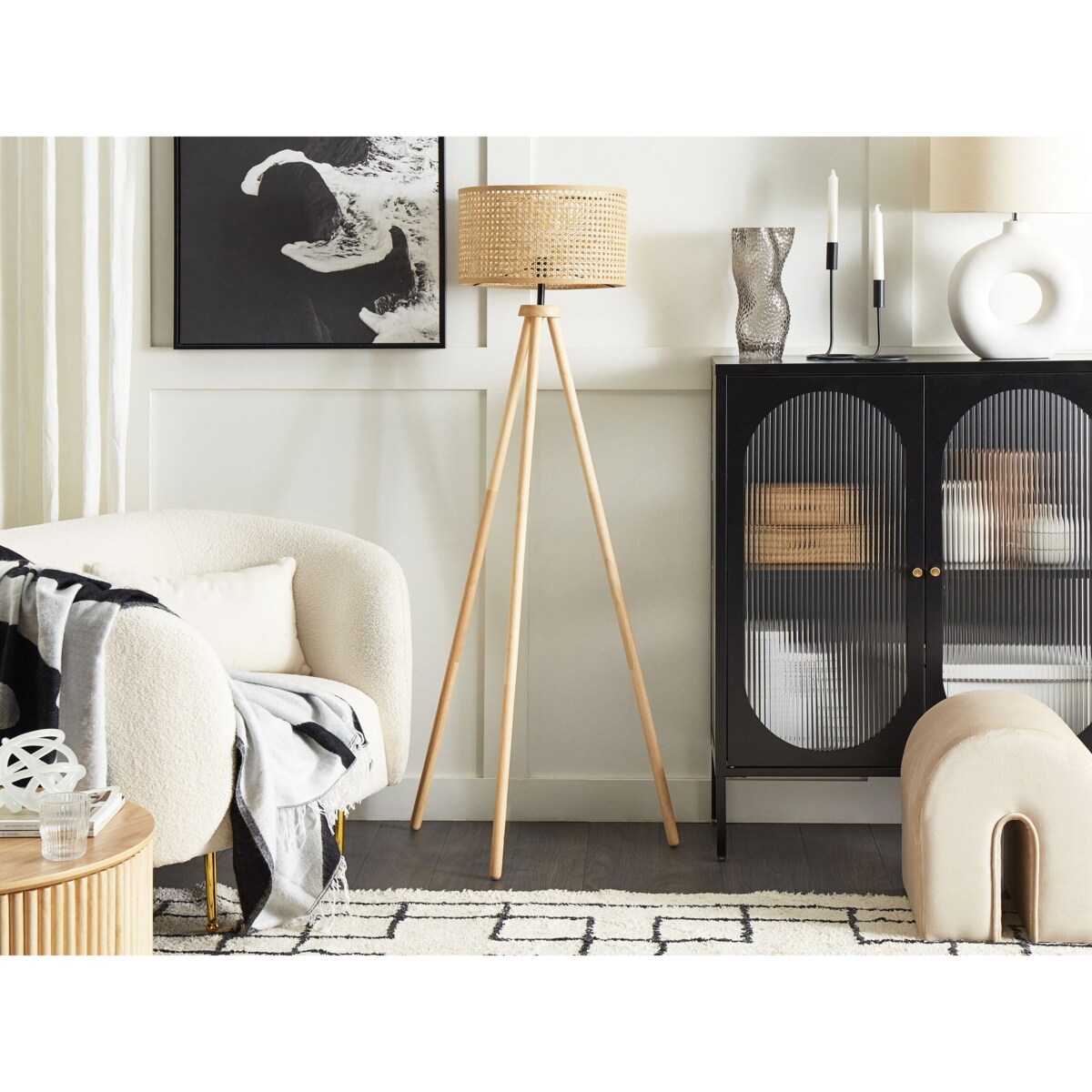 Lampa podłogowa rattanowa naturalna PENTON