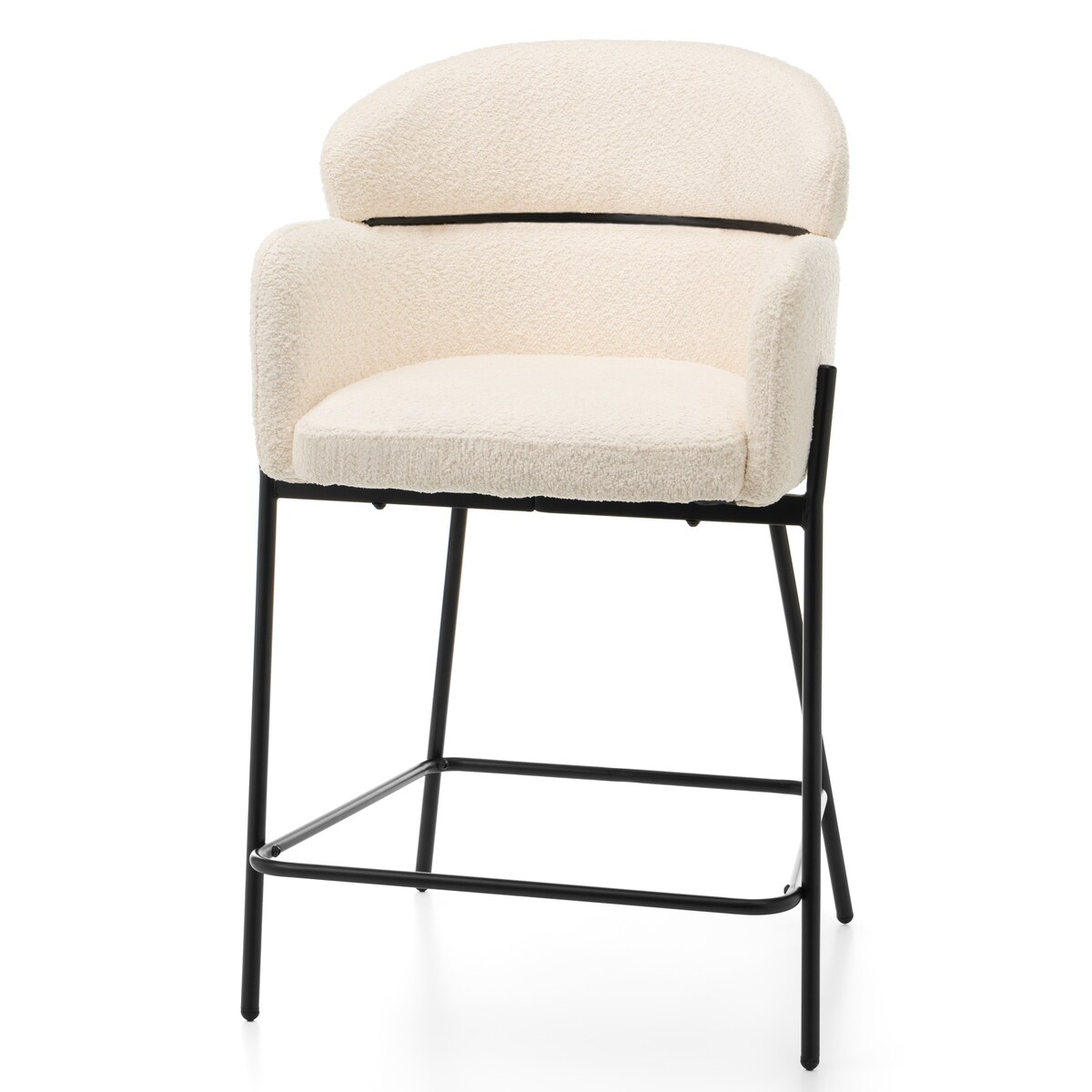 Hoker tapicerowany boucle do salonu BOLZANO jasnobeżowy ecru