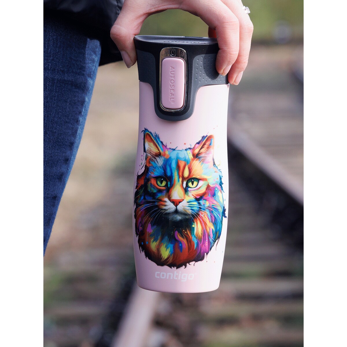 Kubek termiczny Contigo West Loop 2.0 470ml - różowy mat - Kot