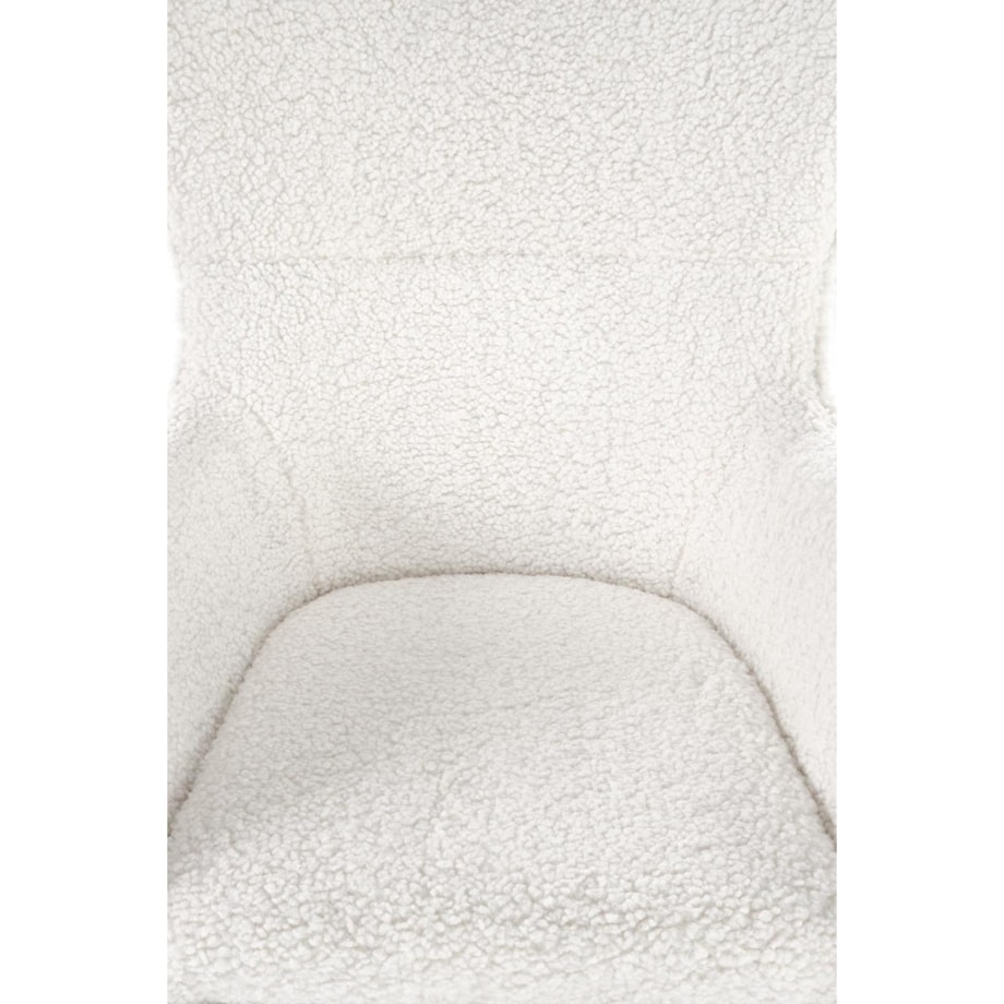 FOTEL NA BIEGUNACH Fadil KREMOWY tkanina bouclé ZŁOTE NOGI