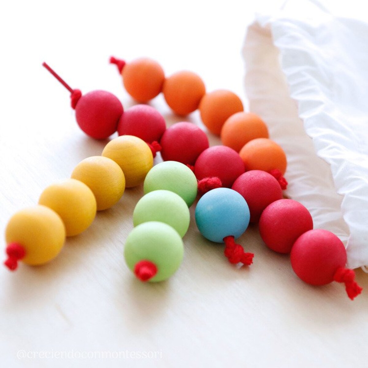 Koraliki na bawełnianym sznurku Schodki kolorowe 3+ Grimm's