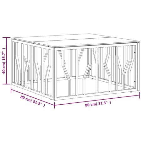 vidaXL Stolik kawowy, 80x80x40 cm, stal nierdzewna i szkło