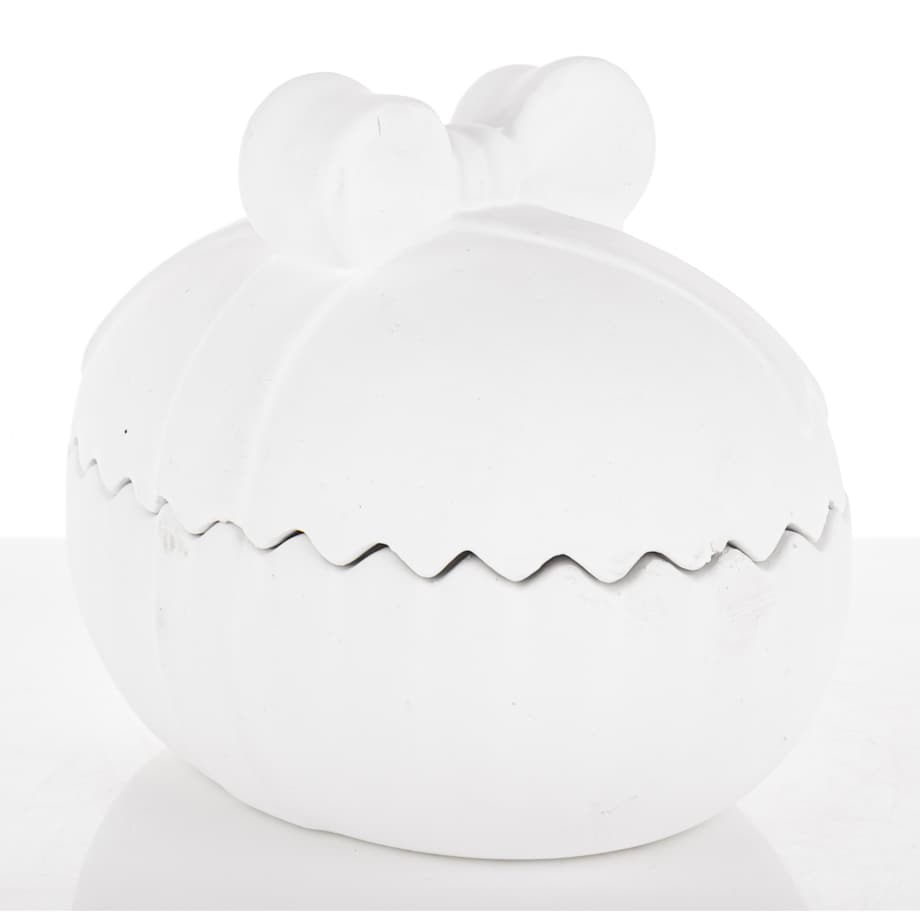 Dekoracja - jajko ceramiczne 13x16x12,5 cm otwierany szary pojemnik