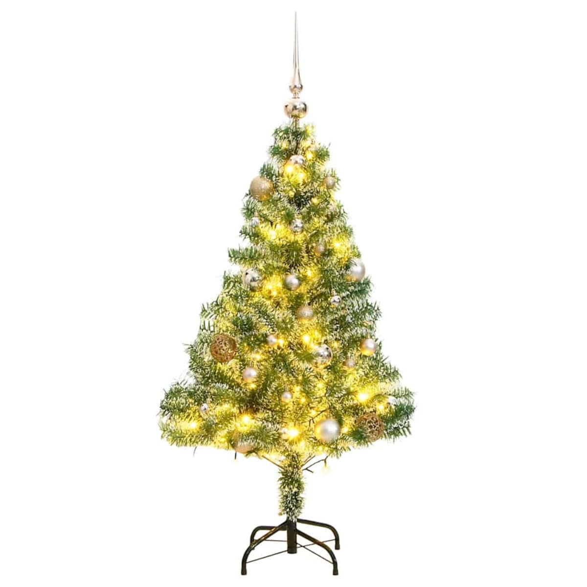 vidaXL Sztuczna choinka ze 150 LED, bombkami i śniegiem, 150 cm