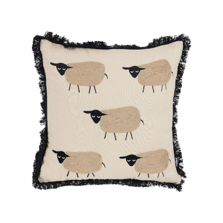 Poduszka dekoracyjna w owce z frędzlami 45 x 45 cm beżowa BANNU